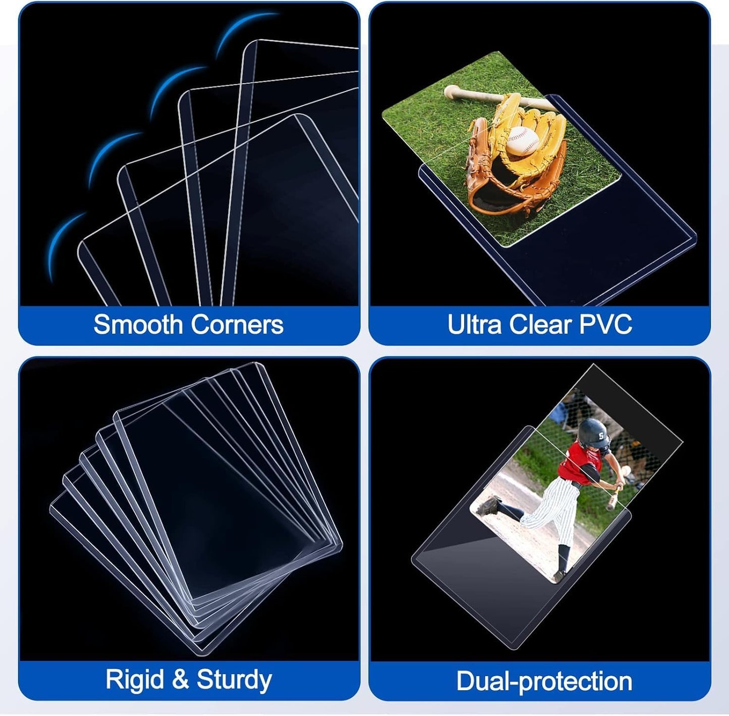 18 Count Topload Card Holder, Sooez 35PT Topload Card Protector, 3" x 4" Hard Plastic Card Sleeves, Baseball Card Protector, Rigid Toploading Card Case for Collectible Trading Sports Cards