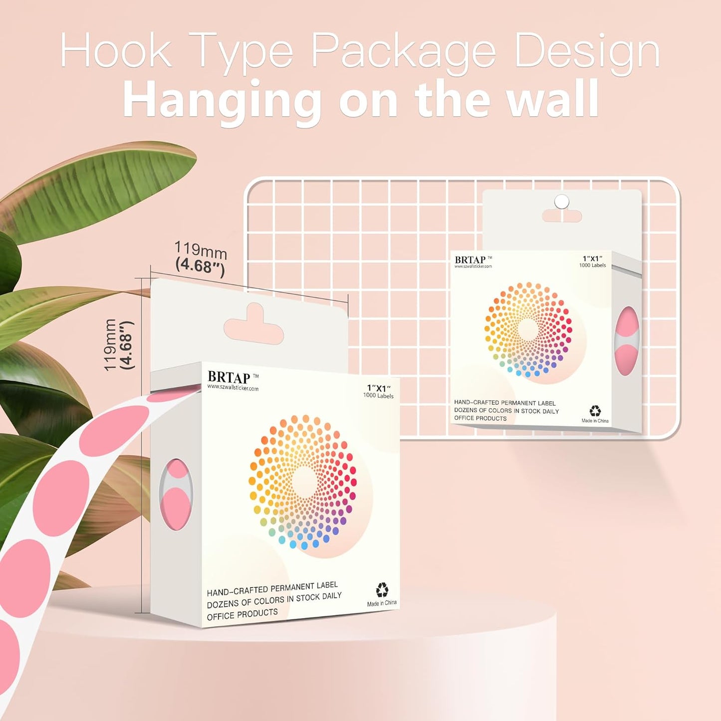 1 Inch Round Color Coding Labels, 1000 PCS Per Roll Pink Color Coded Dot Stickers, Round Color Dot Labels for Organizing, Filing, and Storage