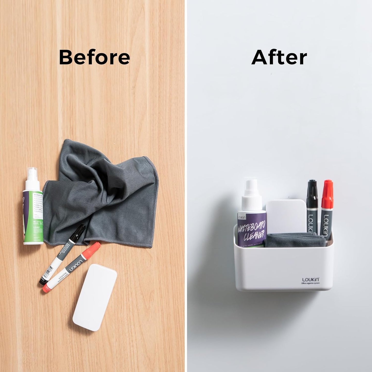 loukin Magnetic Marker Holder, Dry Erase Marker Holder, Remote Control Holder, Magnetic Storage Organizer for Whiteboard or Refrigerators (White)