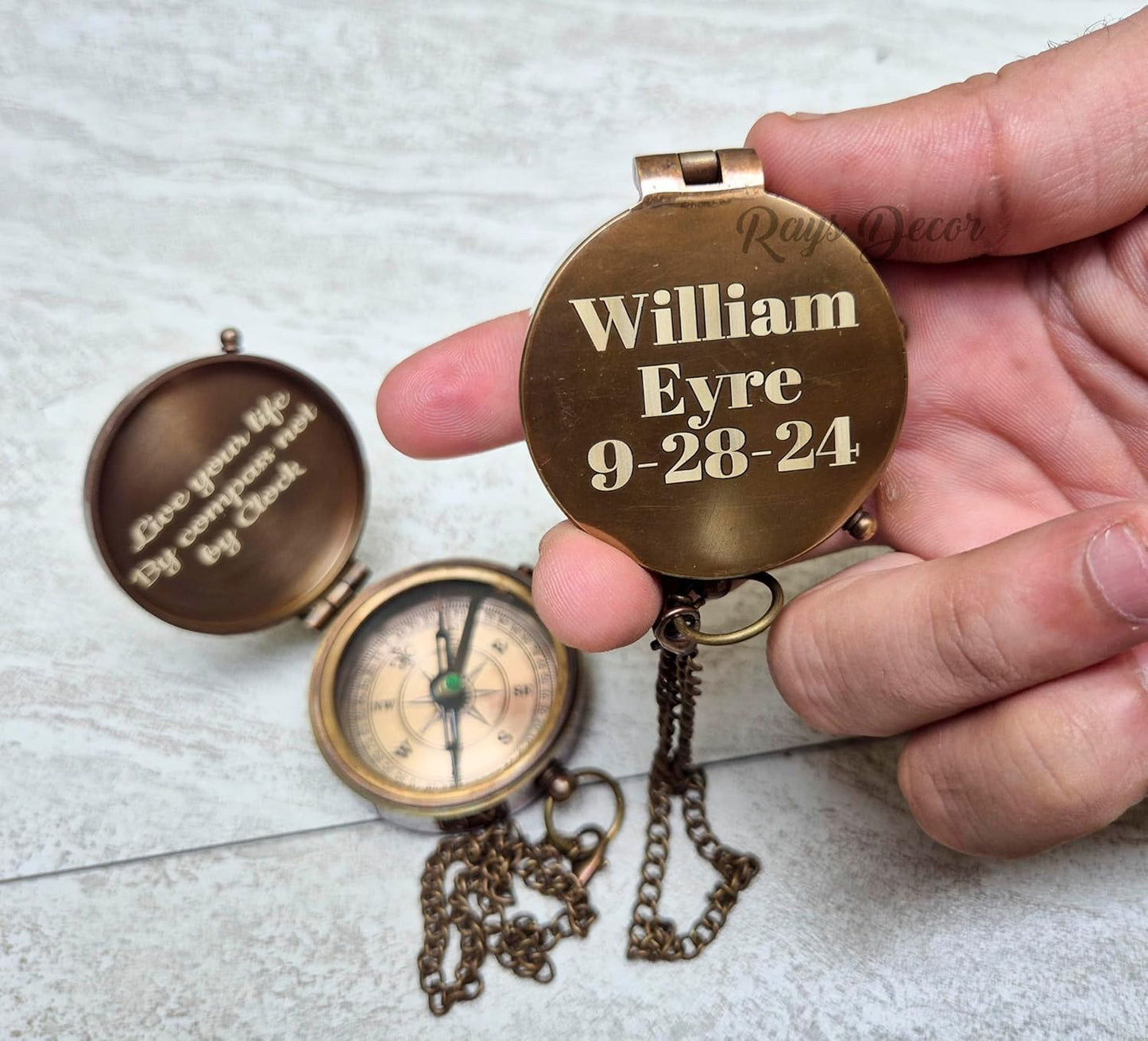 Personalized Engraved Compass Brass Metal Directional Compass with Leather Cover Gift for Husband, Personalized, Communion Gift, Gift for Him & Her, Luxury