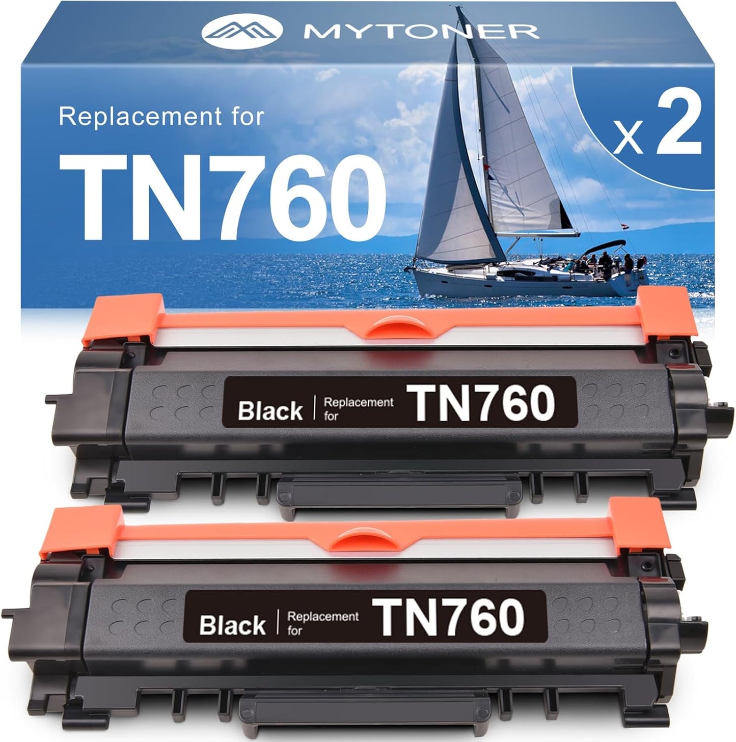 MYTONER Remanufactured Toner Cartridge Replacement for Brother TN760 TN730 TN-730/TN-760 Black High Yield for MFC-L2690DW MFC-L2710DW MFC-L2717DW HL-L2350DW HL-L2395DW MFC-L2750DW Printer, 2-Pack