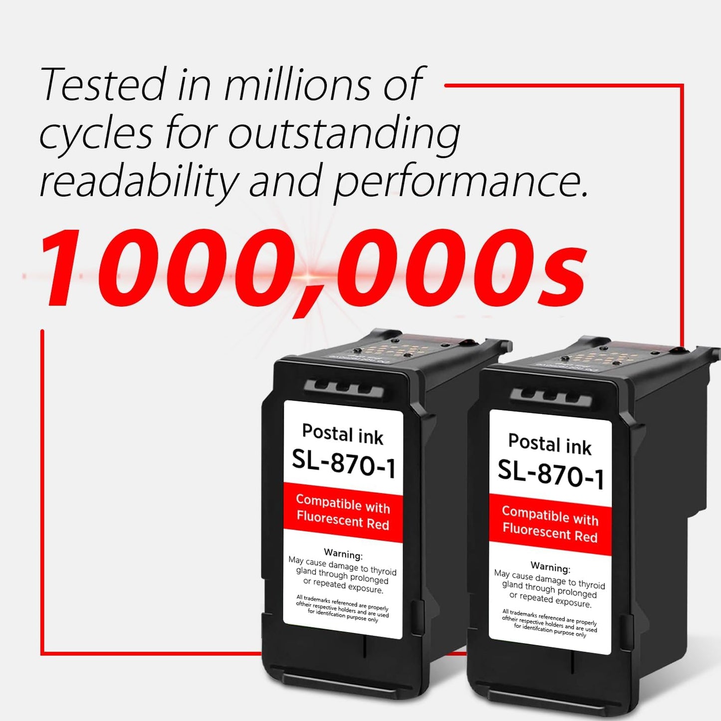 High Capacity SL-870-1 XXL Red Ink Cartridge Compatible with SL870-1 SL8701 XXL Fluorescent Red Ink Replacement for Pitney Bowes SendPro Mailstation Postage Meter (CSD1) 2-Pack (2×16ML)