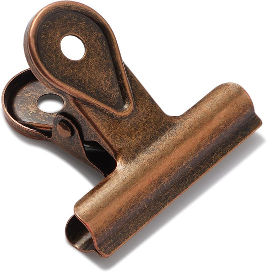 SIAMESE Bulldog Clips, 4 Pcs Binder Clips for Office & Kitchen, Multi-Purpose Binder and Food Bag Clamps for Sealing, Storage, Hanging (Red Bronze)