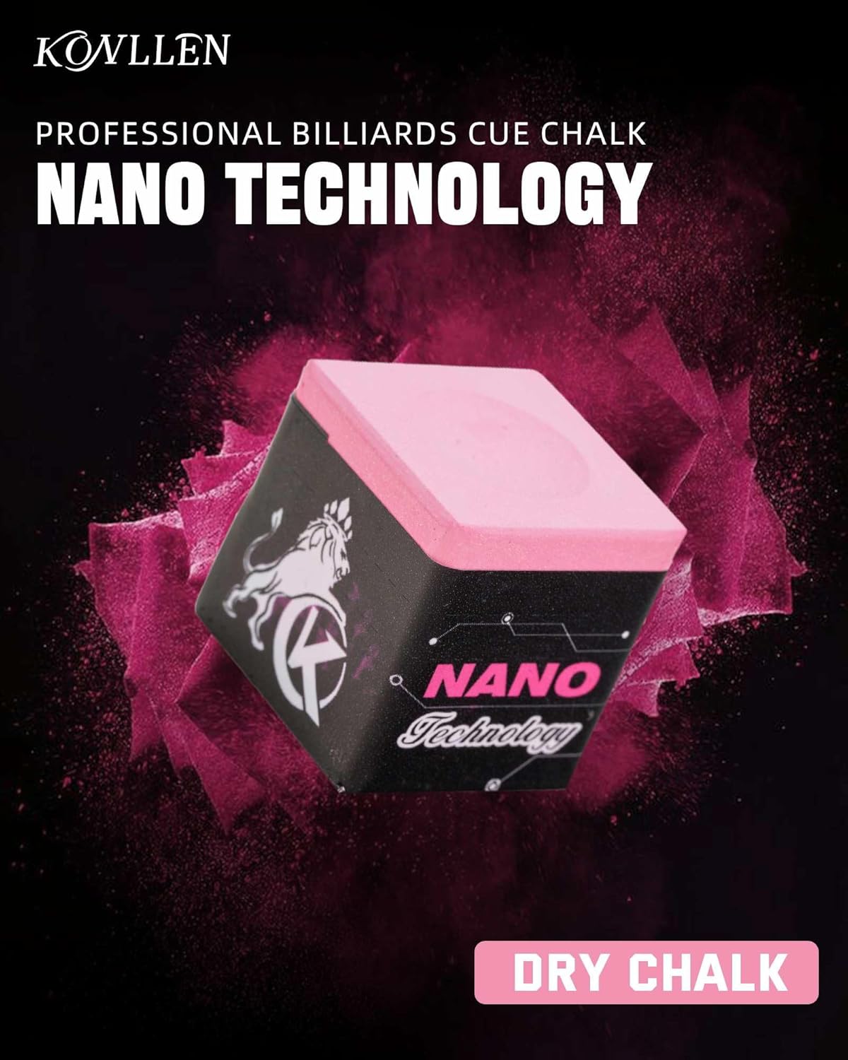 KONLLEN Pool Cue Chalk Nano Technology Billiard Chalk for Professional Tournament Dedicated Pool Chalk (Outstanding Performance, Reduce Miscue, Durable)