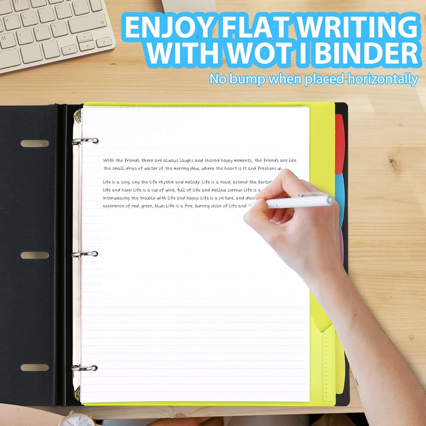 WOT I 2-Pack Telescoping 3 Ring Binder Notebooks - Customizable Cover, 5 Dividers & Pocket Folder in One Slim Organizer (60 Sheets Included), Black