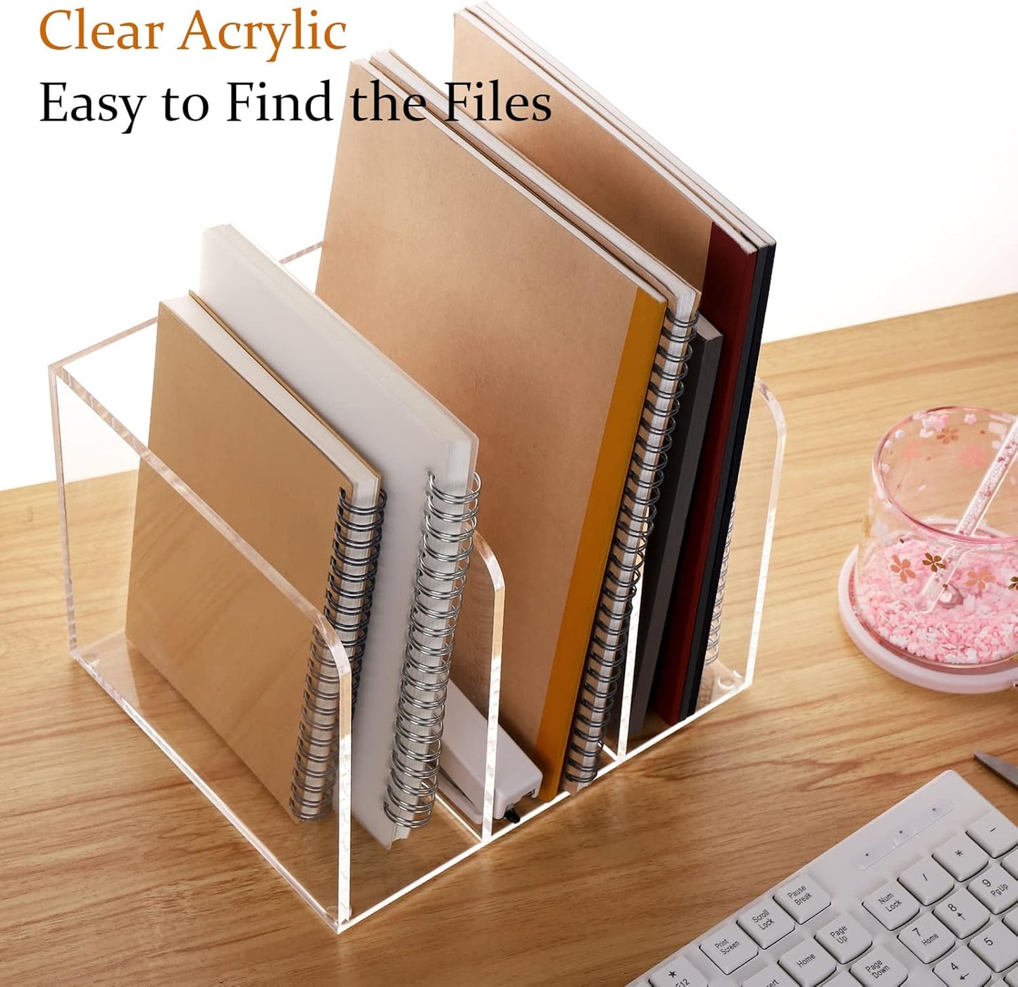 Magazine Holder, Clear Acrylic Magazine Rack, File Organizer for Office Desk, Book Organizer,-One-Piece-3 Vertical spaces,1 pack (B5)……