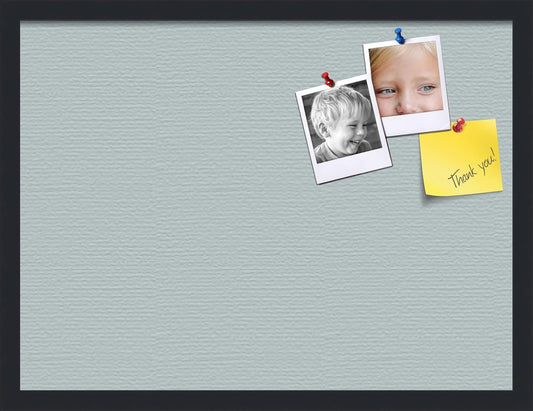 PinPix 24x18 Inch Cork Bulletin Board. This Decorative Framed Pin Board Comes with Soft Blue Design and a Satin Black Frame. Ideal for Home Office Decor or Message Board (PinPix-1814)