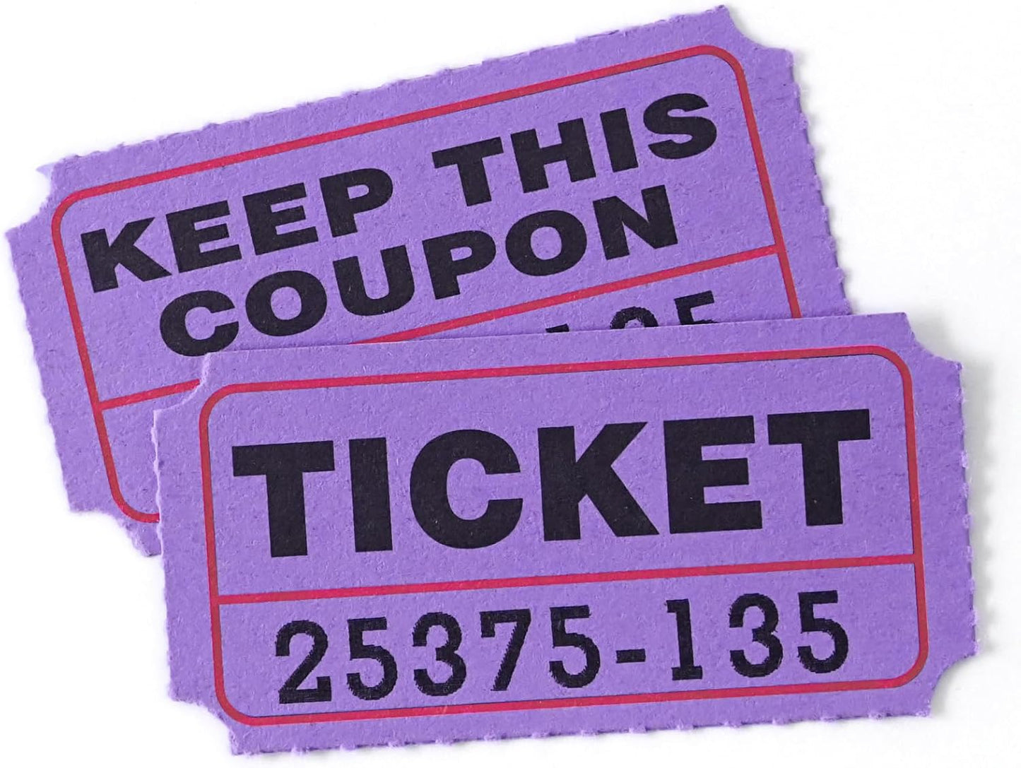 DGBDPACK 100 Raffle Tickets, 50/50 Double Ticket, Bold Numbers for Easy Reading, Ticket for Events, Entry, Class Reward & Prizes -Purple