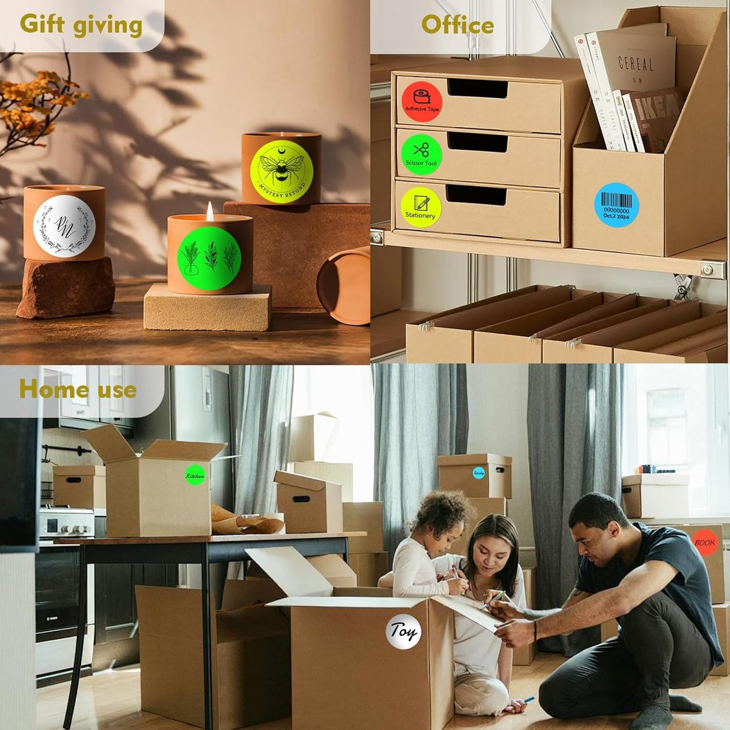 3 X 3 Inch Color Coding Dot Labels Circle Thermal Printable Waterproof 500 Pcs Round Stickers Adhesive Writable for Office, Home, Garage, DIY Sticker, Barcodes, Name Tag, Fluorescent Yellow