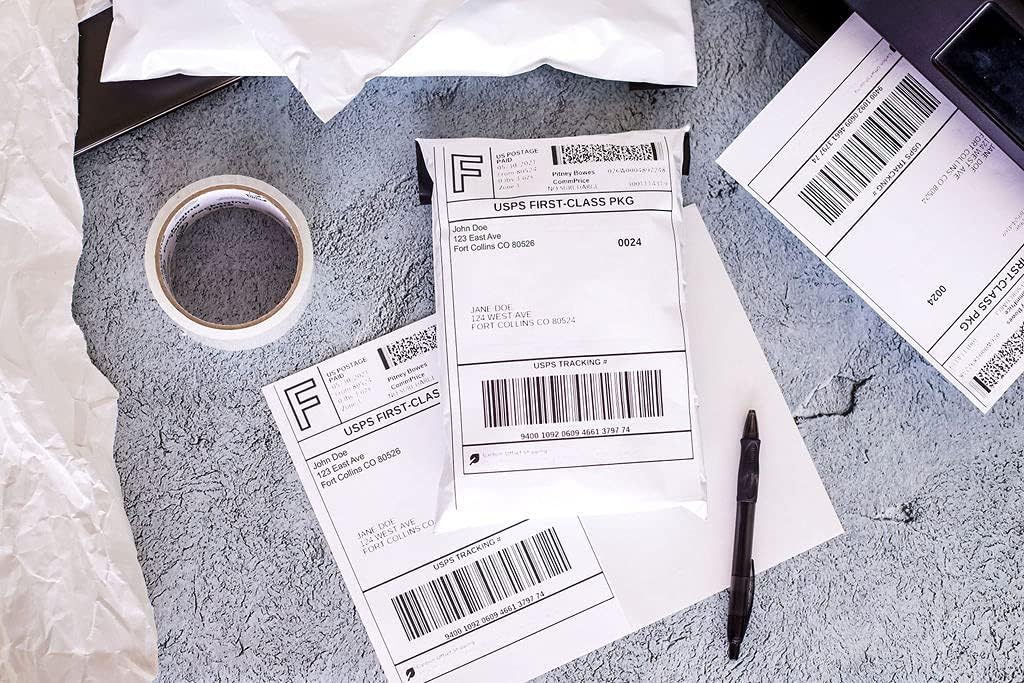 Premium Label Supply White Sticker Half Sheet Labels – 8.5" x 5.5" – Laser/Inkjet Compatible – (2 per Sheet), 25 Sheets - 50 Total Adhesive Labels