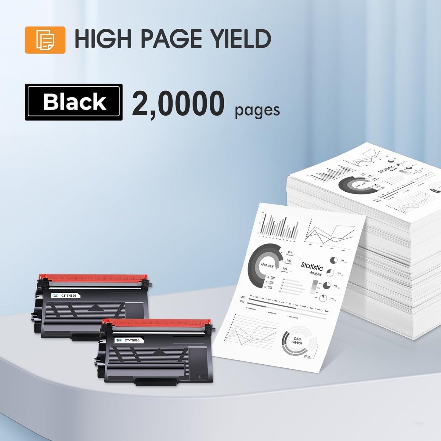 TN890 TN-890 TN 890 Toner Cartridge 2-Pack Compatible for Brother TN890 Ultra High Yield Black Toner Cartridge for Brother HL-L6400DW HL-L6400DWT HL-L6250DW MFC-L6900DW MFC-L6750DW Printer