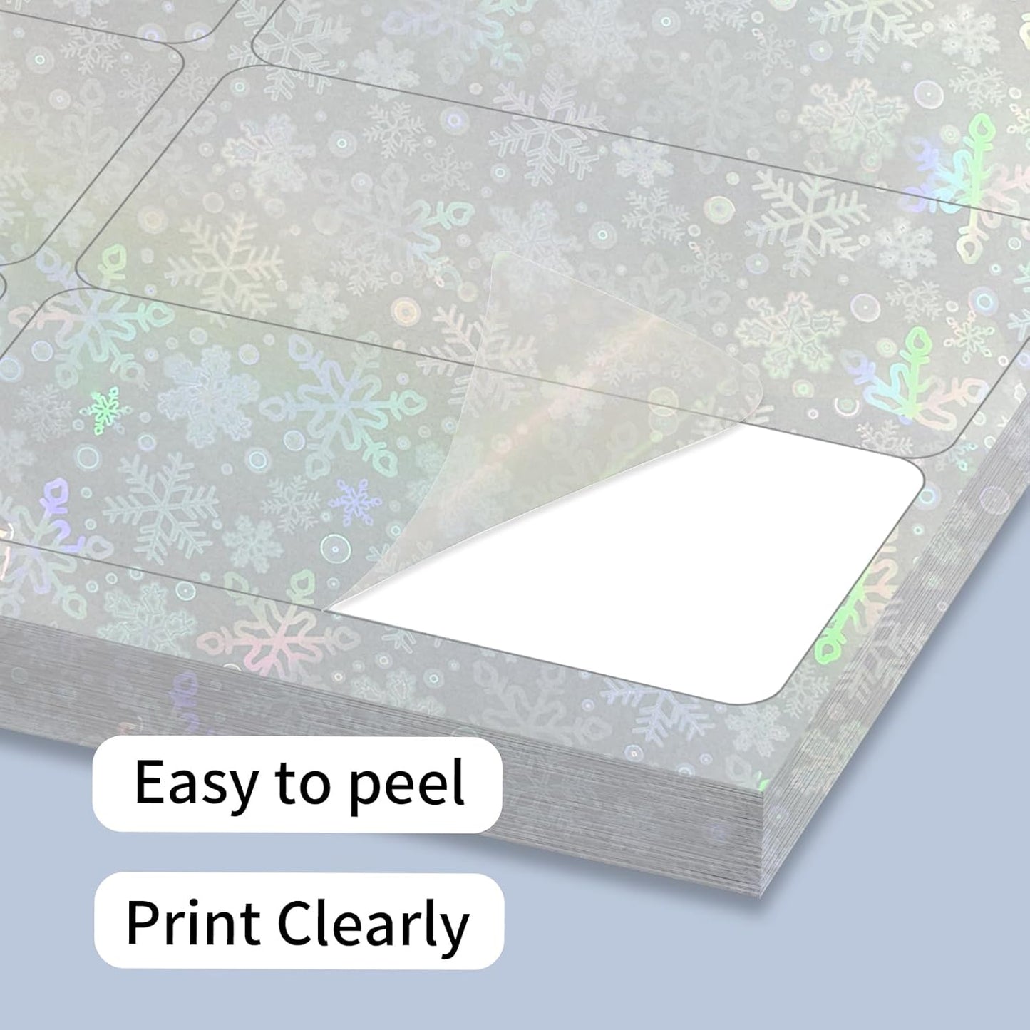 STARLIBOO Transparent Stickers Labels -1" x 2-5/8" Clear Address Labels Mailing Stickers for Laser/Inkjet Printer 8.5"×11"- 20 Sheet (Clear Holographic Snow)