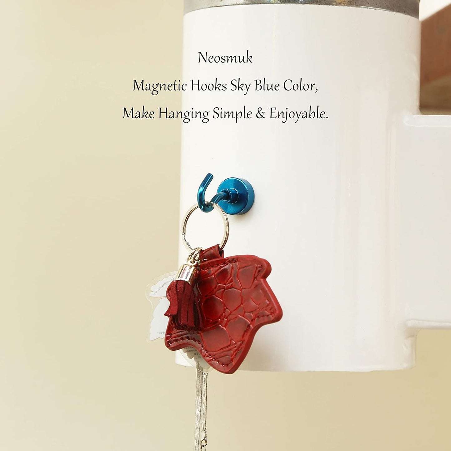 Neosmuk RoyalBlue Magnetic Hooks,30lb Heavy Duty Earth Magnets with Hook for Refrigerator, Extra Strong Cruise Hook for Hanging, Magnetic Hanger for Curtain, Grill (RoyalBlue, 4 Pack)