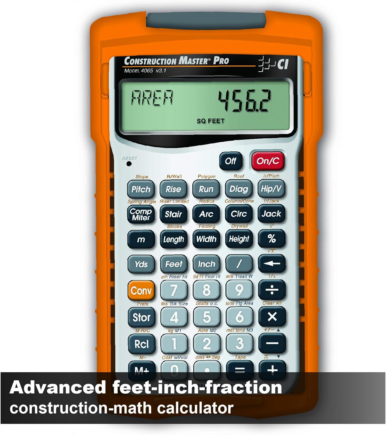 Calculated Industries Construction Master Pro Advanced Construction Math Feet-inch-Fraction Calculator + Staedtler 12-Inches Architect Triangular Scale Bundle