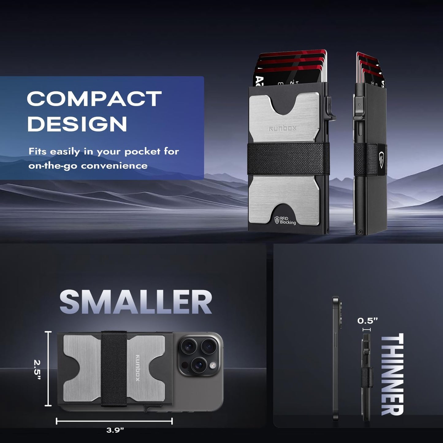 Mens Card Cases, Slim Card Holder Wallet for Men and Women, Minimalist RFID Blocking Wallet with Pop-Up Function, Thin Design, Metal Card Cases Holds 6+6 Cards, Gifts for Men, Men's Accessories