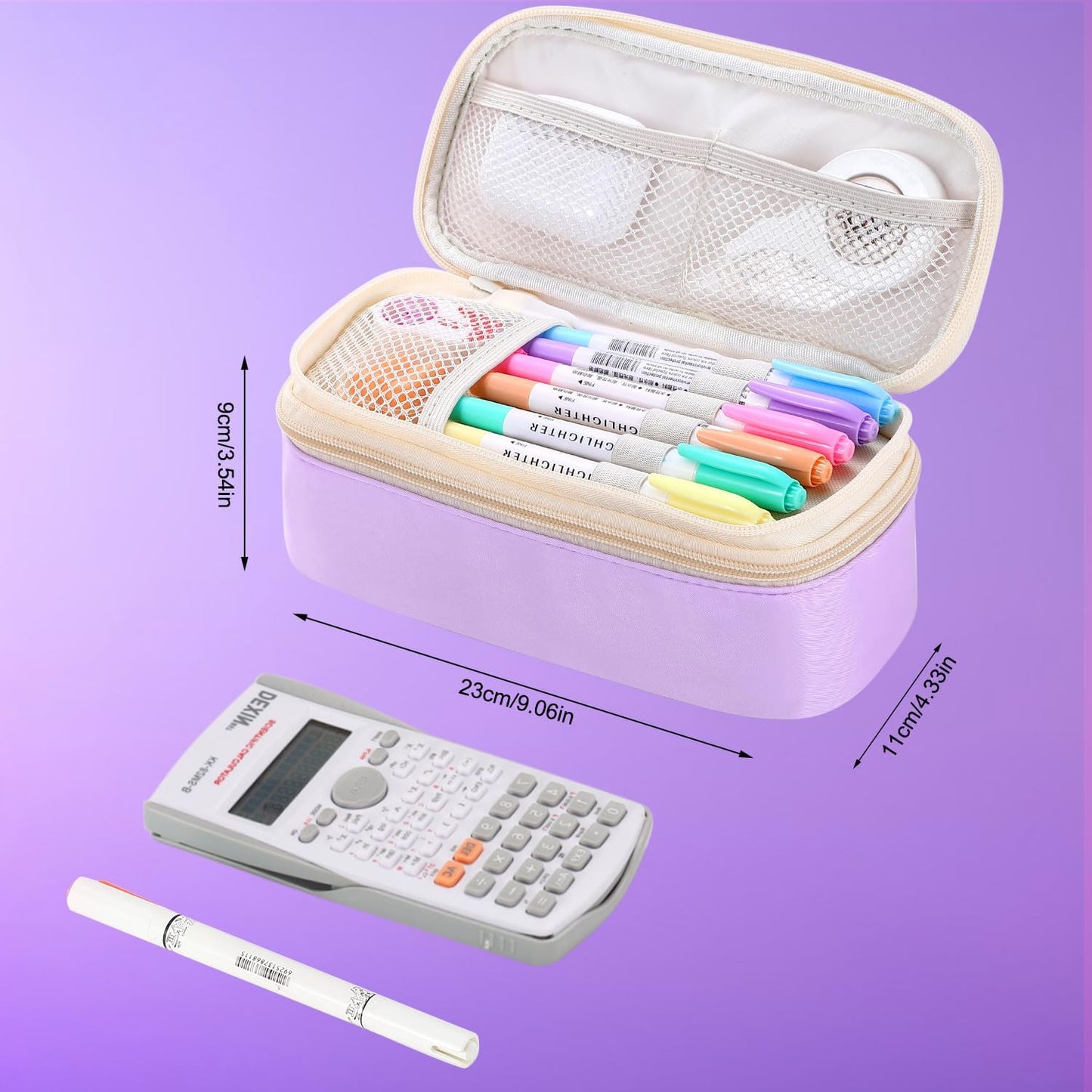 Pencil Case Aesthetic Pencil Bag with Zipper Pencil Pouch Big for Girls Kids Teens Adults Stationery Pencil Case Organizer for School Purple