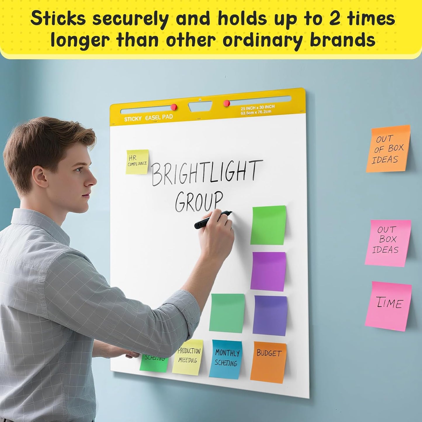 ReliThick 2 Pack Sticky Easel Pad, 25 x 30 In, White, 20 Sheets/Pad, Flip Chart Paper for Teachers, Large Sticky Chart Paper for Wall, Self Stick Easel Pad for Office School Classroom