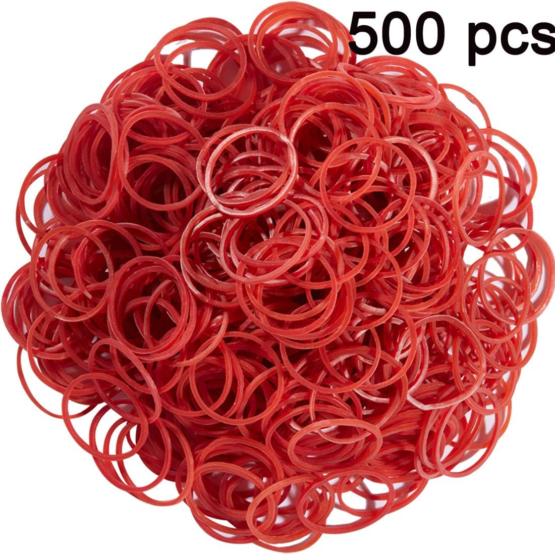 AMUU Rubber Bands 500pcs Red 2.5cm 1inch Small mini Rubber Bands for Office School Home Elastic Band