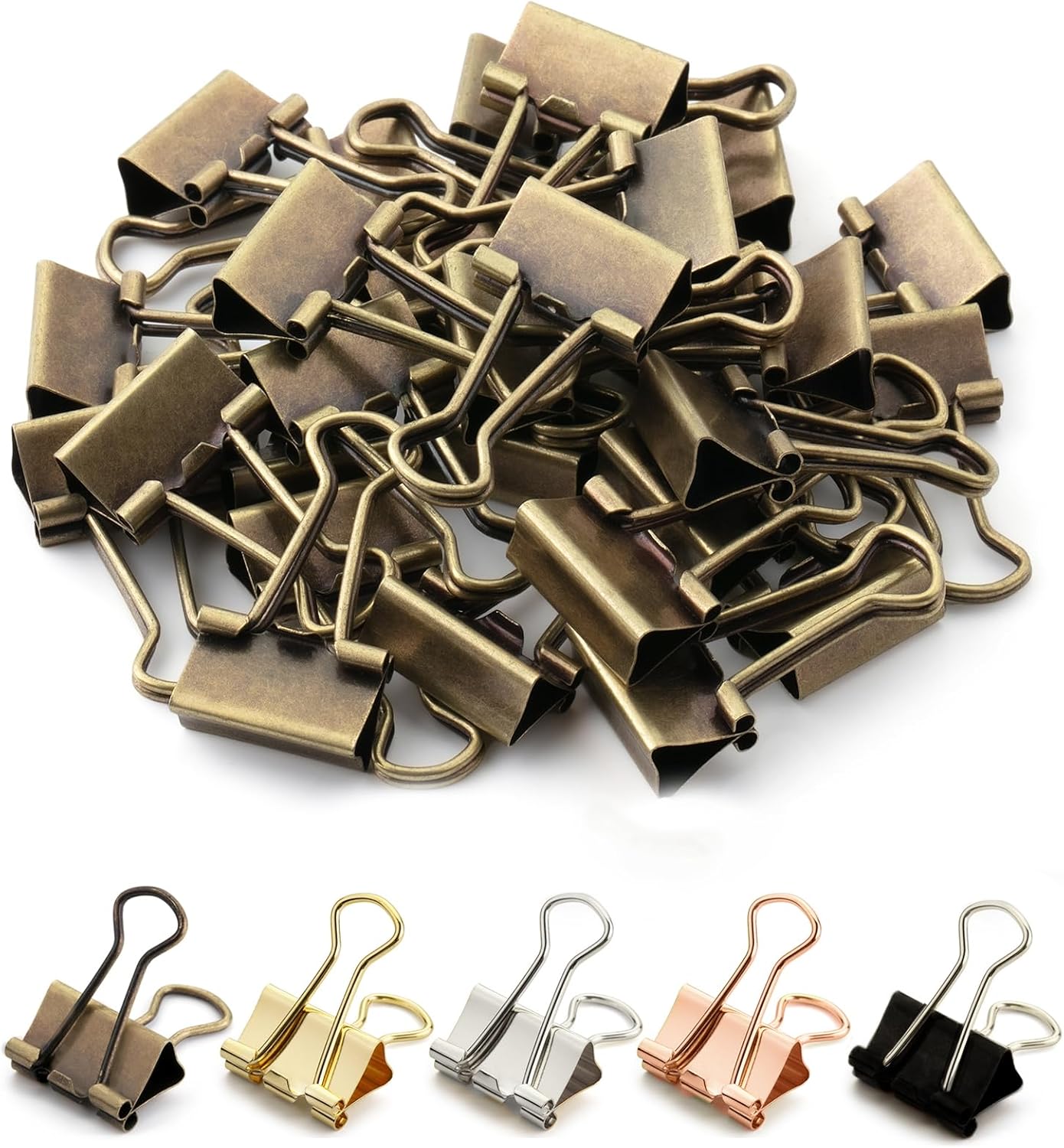 Mr. Pen - 50Pack Mini Bronze Binder Clips 0.75 in, Paper/Binder/Small Office Clips