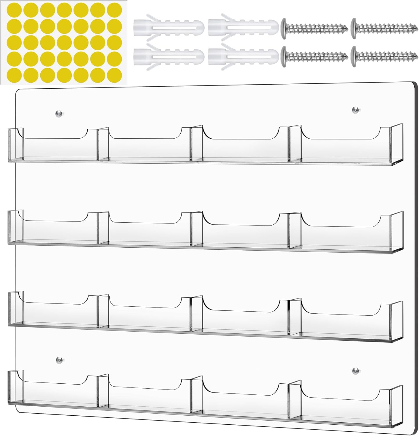 TURSTIN Business Card Holder Wall Mount Clear Sticker Display Marketing Holder Acrylic Business Card Stand Multi Pocket Rack Organizer Space Saver for Home Office (16 Pockets)