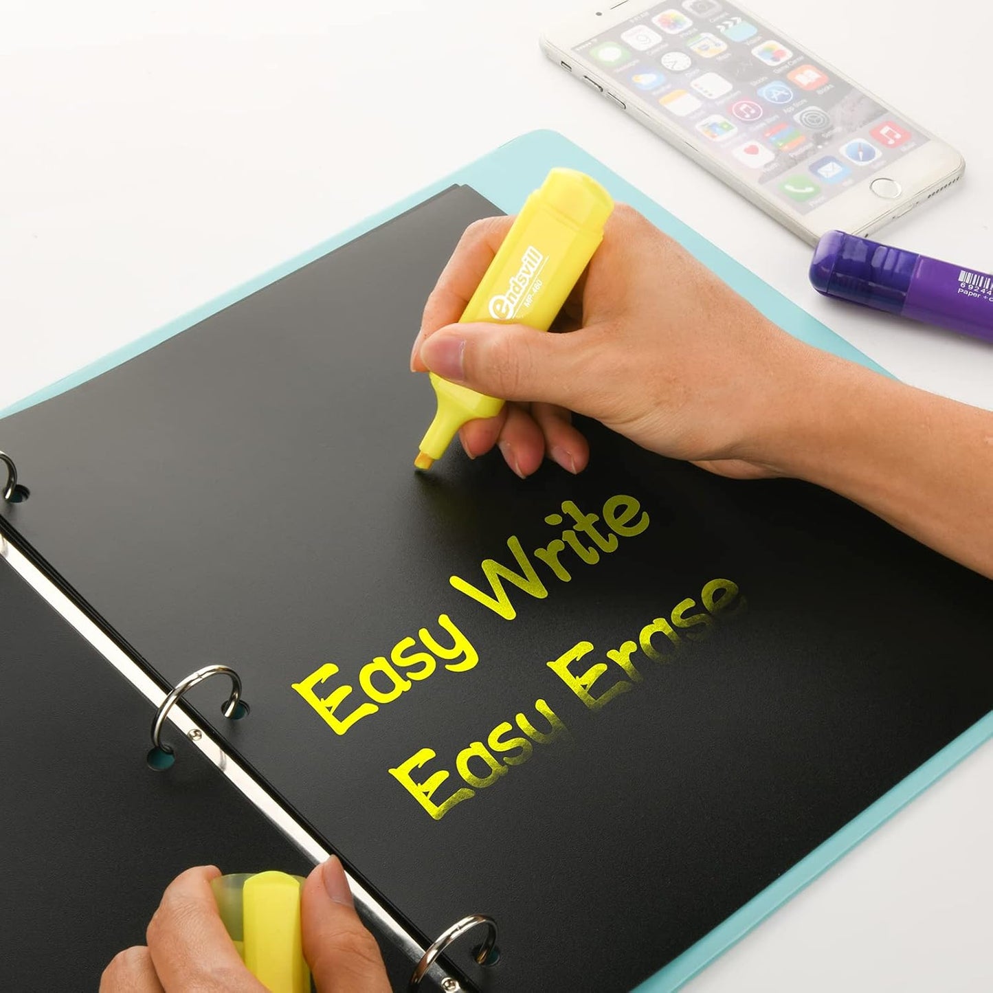 3 Ring Binder Dividers with 5-Tabs for Letter Size, 1/5 Cut, 3-Hole Punched, Write & Erase Plastic Binder Dividers Extra Durable Section Index Dividers for Binders, Pack of 10 Sets, 50 Dividers Total