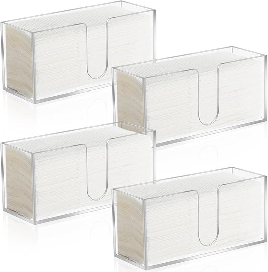 4Pack Acrylic Countertop Paper Towel Dispenser, Folded Paper Towel Dispenser Clear Trifold Napkin Holder, Suitable for Z-fold, C-fold or MultiFold Trifold Paper Towels for Bathroom Toilet and Kitchen
