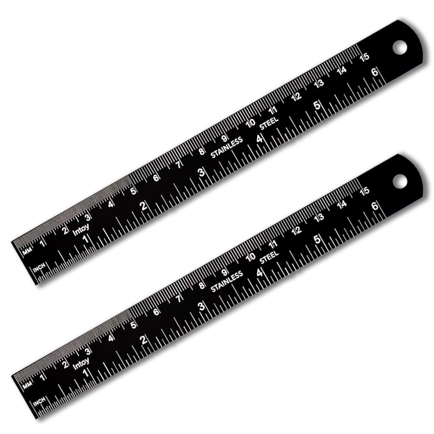 Metal Ruler, 6 Inch Stainless Steel Straight Edge with Metric Measurement, 2 Pack, 15 Centimeters Straight Edge Ruler with Inch to MM Conversion Table for Students, Machinist and Drafting