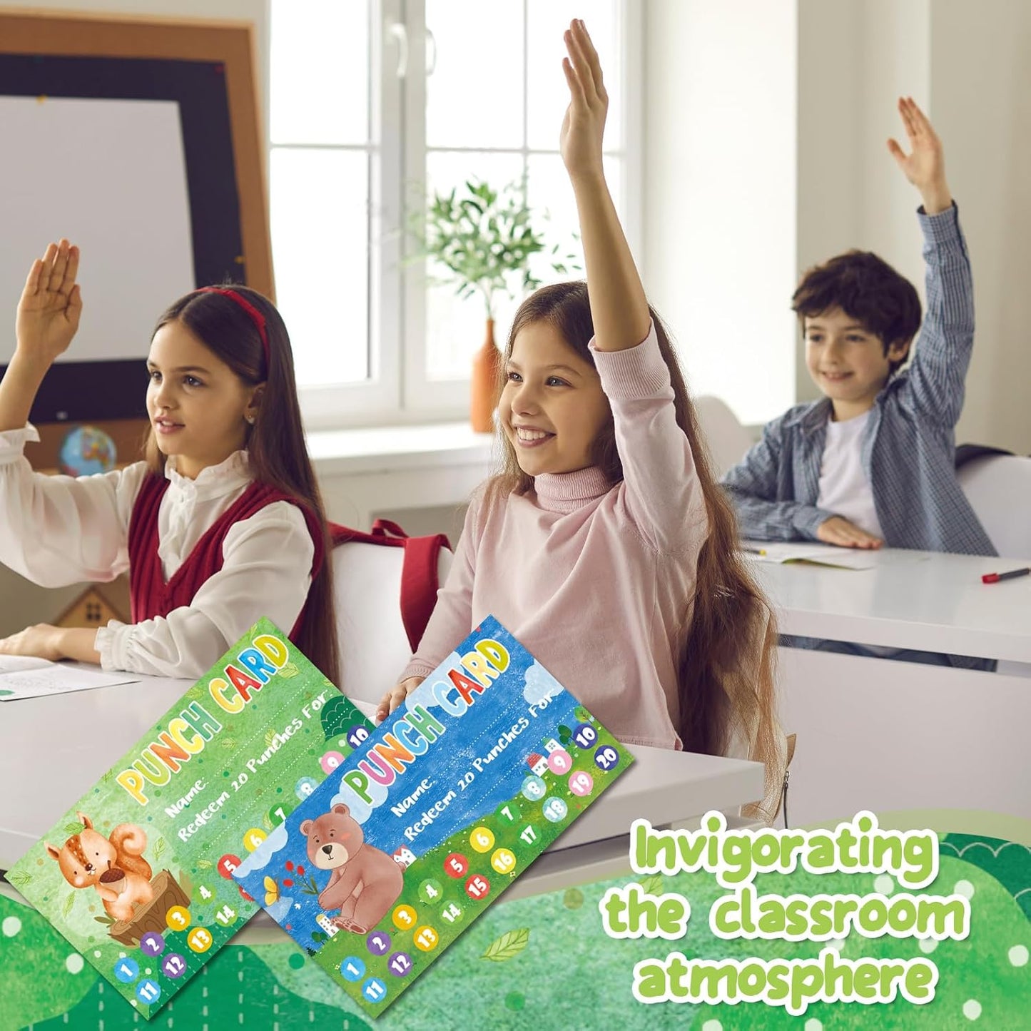 Fumete 400 Pcs Punch Cards for Classroom Reward Cards Behavior Incentive Loyalty Awards for Kids Students Teachers School Business, 8 Styles, 3.5 x 2 in(20 Cute Animal Punches Style)