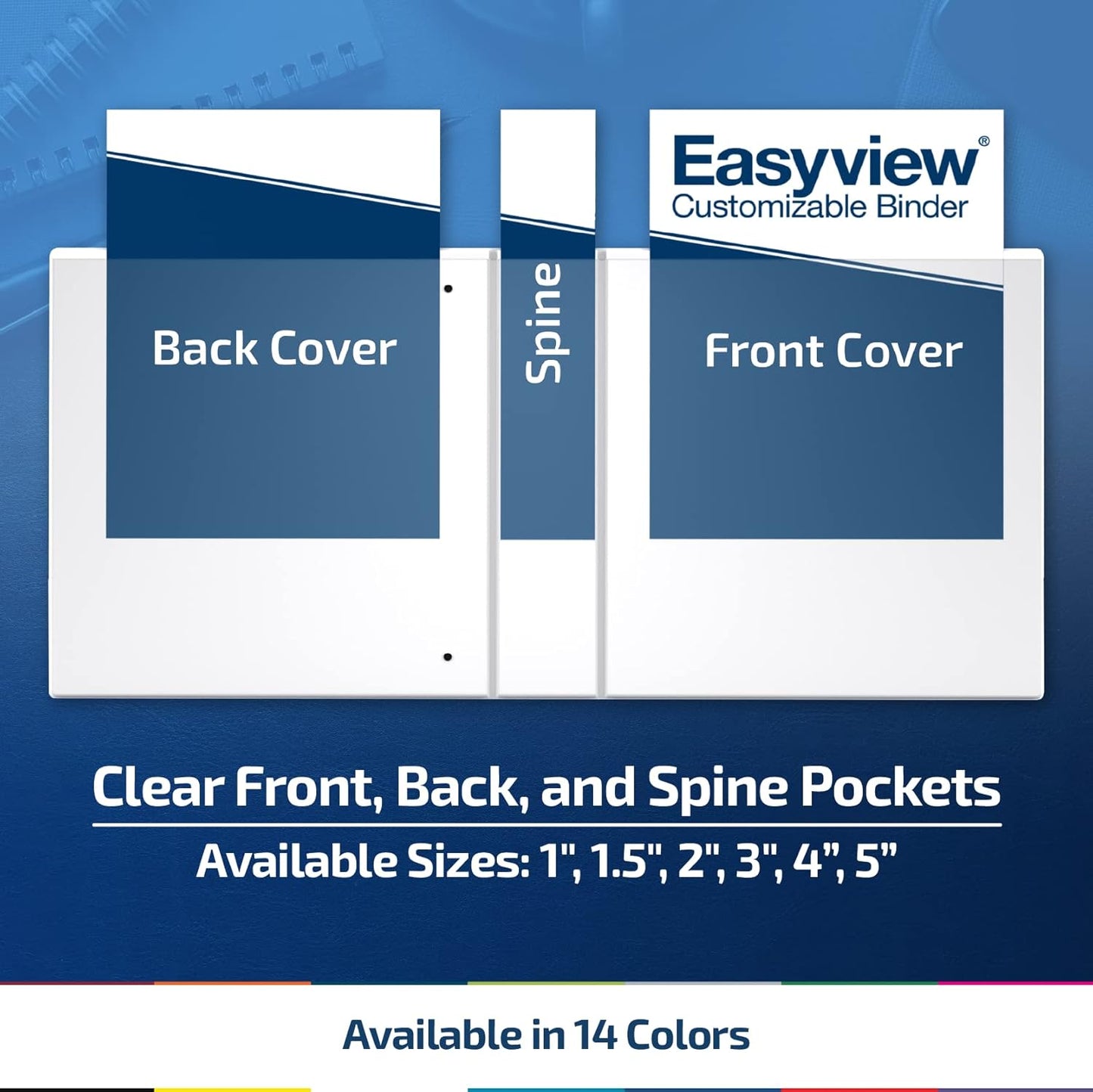 Easyview Premium 3-Ring Binders with Clear-View Covers and Round Rings, Binders for School or Office, 1.5 Inch, Pack of 6, Gray