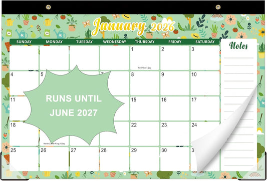 Lbylyhxc Desk Calendar 2026-2027, 18-Month School Year Calendar 2026-2027, January 2026 to June 2027, Large Desktop Calendar Monthly for Teacher with Corner Protectors 17" X 12" (Seasons Desk Calendar, 17x12 inches)