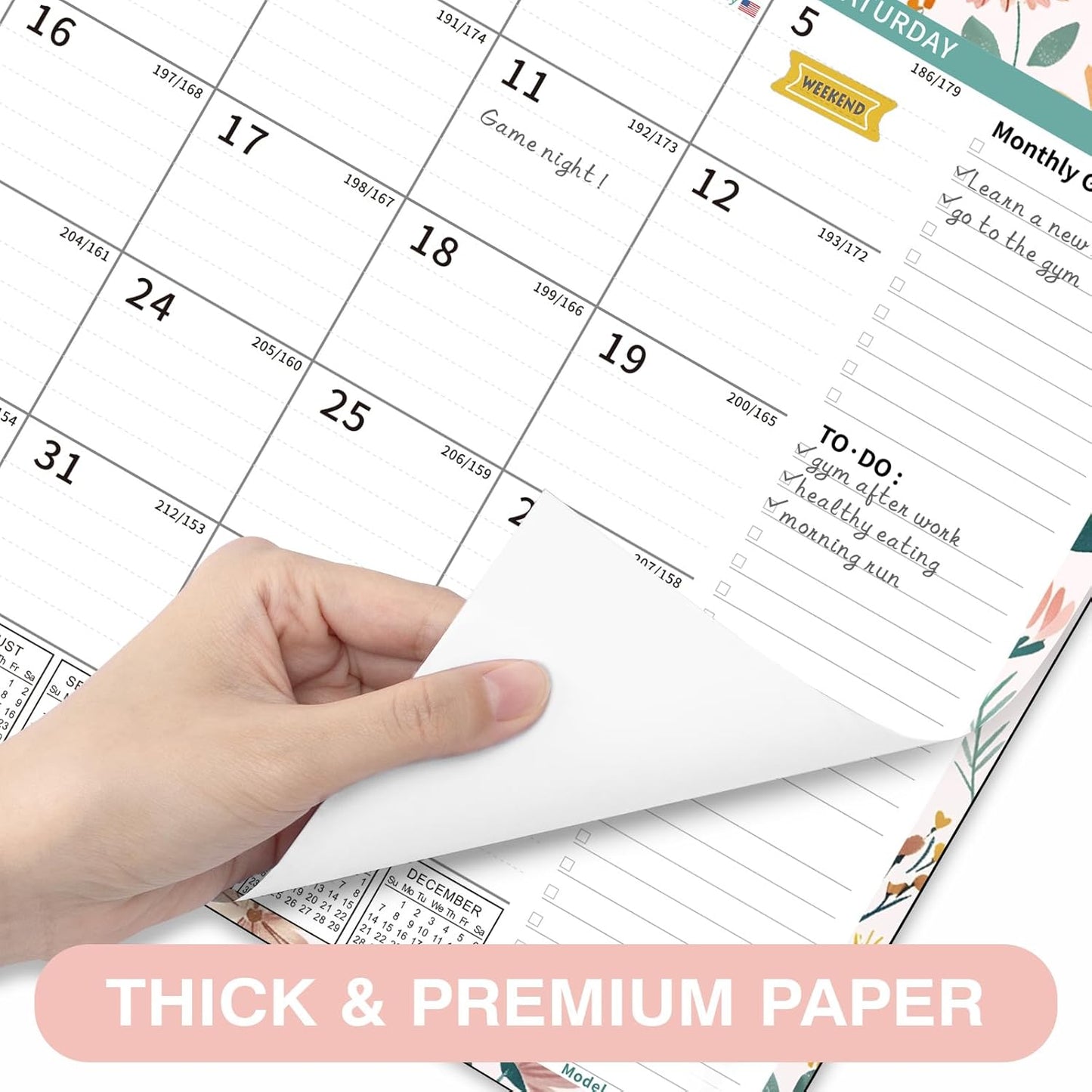 Ospelelf Desk Calendar 2025-2026, Magnetic Fridge Wall Calendar, 18 Month Monthly Large Calendar Planner with Plastic Cover 17" X 12", July 2025 to December 2026 Ditsy Floral