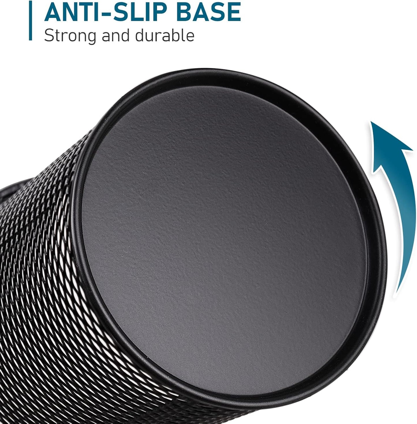 QYH Mesh Pen Cup Metal Pencil Holder for Desk 6 Packs Black Pen Organizer Office 3.54x3.93 Inch