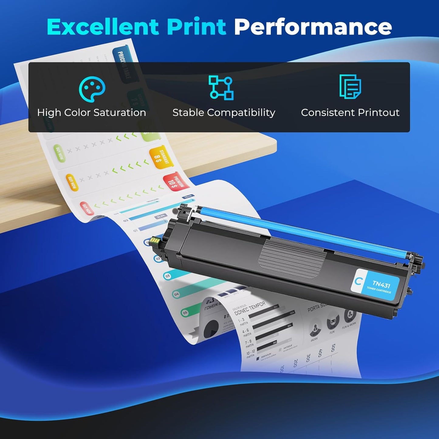 TN431 TN-431 Toner Cartridges Compatible for Brother TN431 TN-431 TN 431 for Brother MFC-L8900CDW Toner Cartridges MFC L8900CDW HL-L8360CDW HL-L8260CDW HL-L8360CDWT MFC-L8610CDW, 4-Color