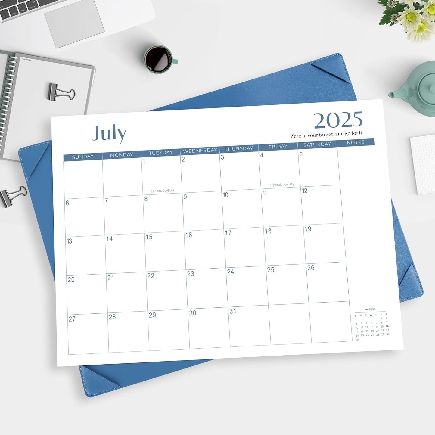 Gannyfer Desk Calendar 2025-2026 with Desktop Mat, Simplified Large 22" x 17" Desktop Calendar, 18 Month Table Calendar from July 2025 to Dec 2026, Perfect for Home School and Office - Dark Blue