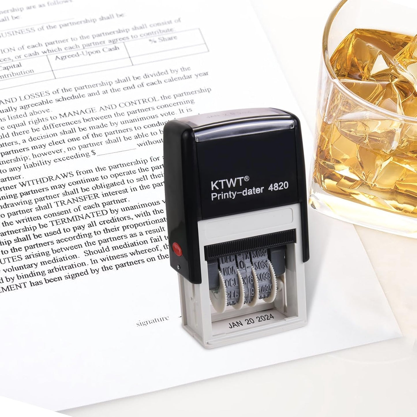 KTWT Self Inking Date Stamp Printy 4820 - Black Ink, Months in Letters, Characters 4mm, Imprint Black, Great for Shipping, Receiving, Expiration and Due Dates