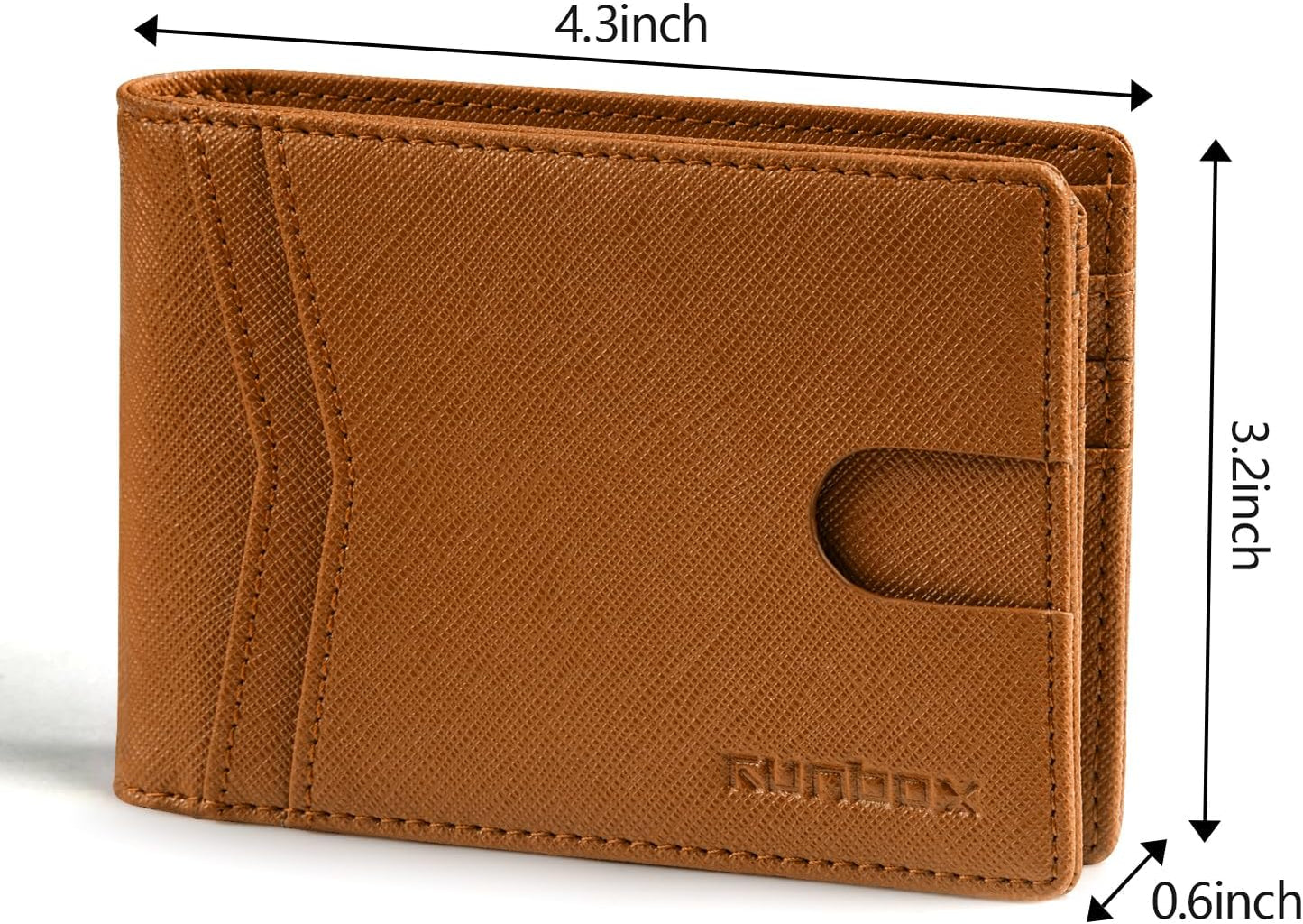 RUNBOX Wallet for Men Slim Rfid Leather 2 ID Window With Gift Box