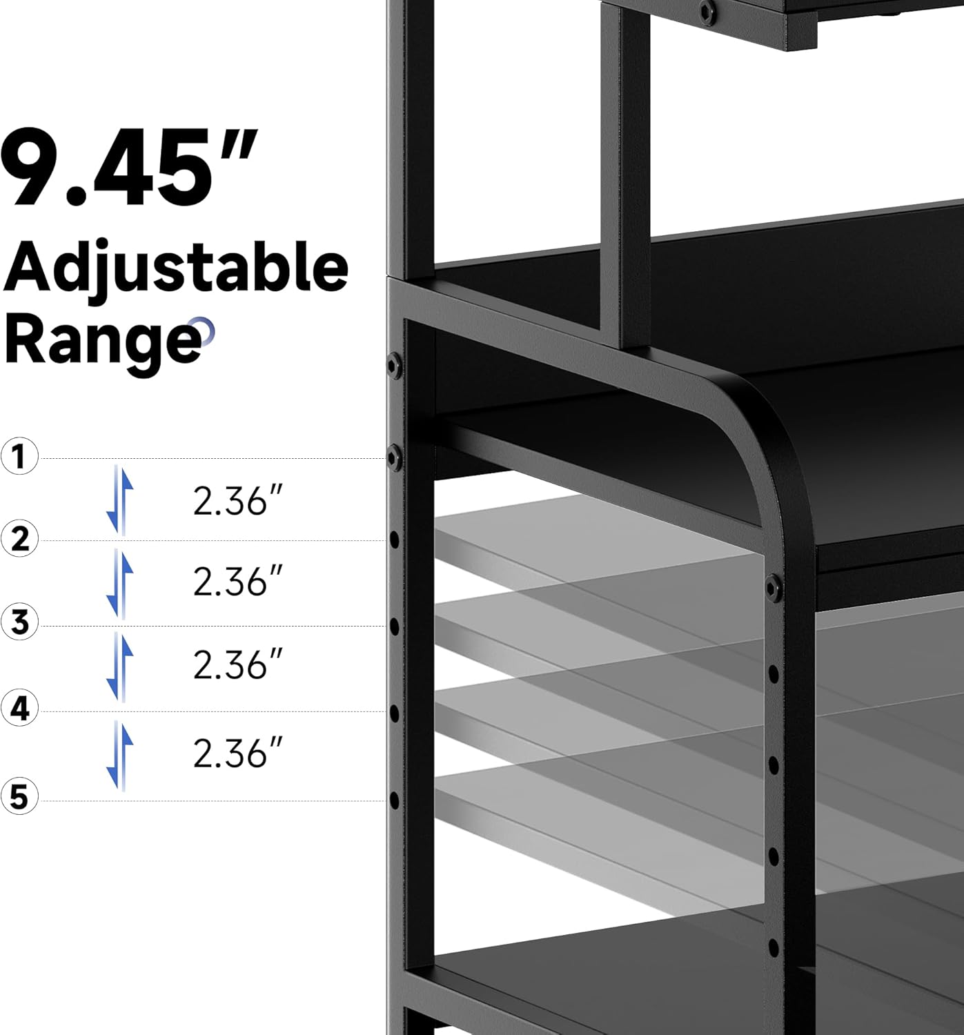 Warmiehomy Printer Stand, 19.68×15.75×27.55 Printer Table with Adjustable Storage Shelf, 3 Tier Rolling Cart with Wheels, Space Saving Desk for Home Office, Mini Fridge & Heat Press Stand, Black