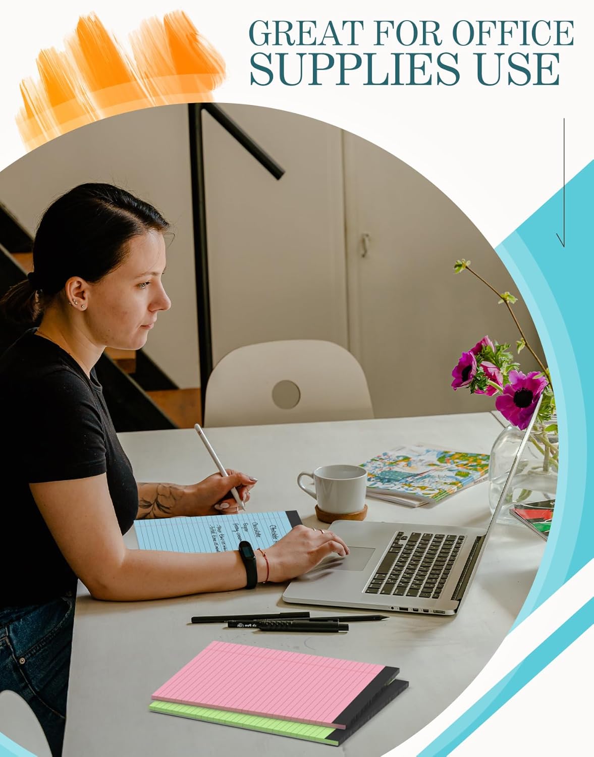 Legal Pads 8.5 x 11 Colored Note Pads 8.5 x 11, 3 Pack Notepads 8.5 x 11, Pink Notepad 8.5 x 11 Legal Pad, Notebook Paper 8.5 x 11 for Home Office Supplies, Lined Paper Pads 8 1/2 x 11, 30 Sheets/Pad