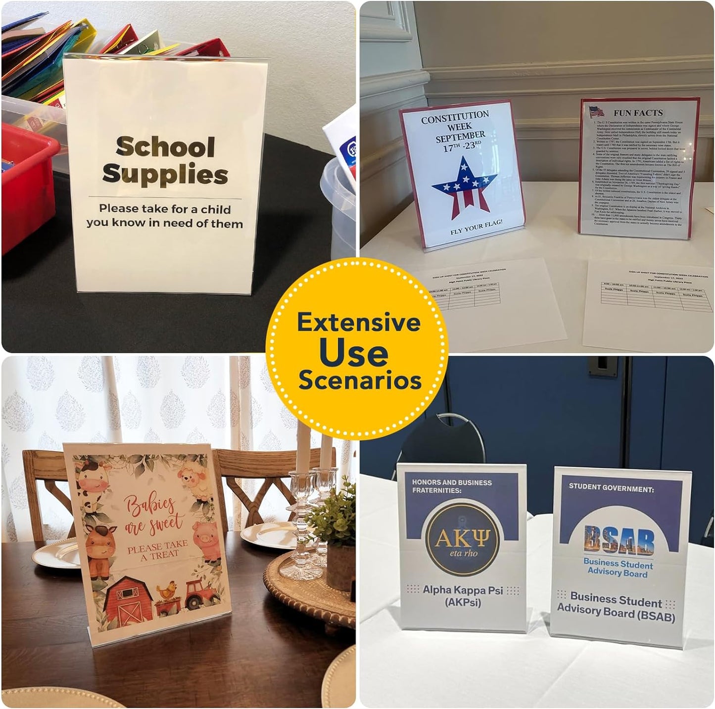 3 Pack Acrylic Sign Stand Holders, 8.5 x 11 Clear Plastic Table Paper Display Stand, Suit for Displaying Posters, Picture, Flyers, Menu