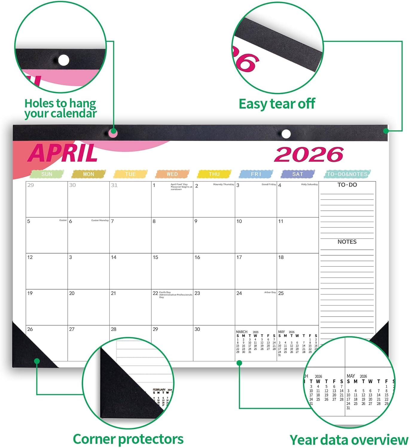 Desk Calendar 2026 Wall Calendars, July 2025 - December 2026 Monthly Planner Paper Office Desktop 17"X 12", 18-Months, Planning and Organizing Home, School, Office, Holiday, Vacation