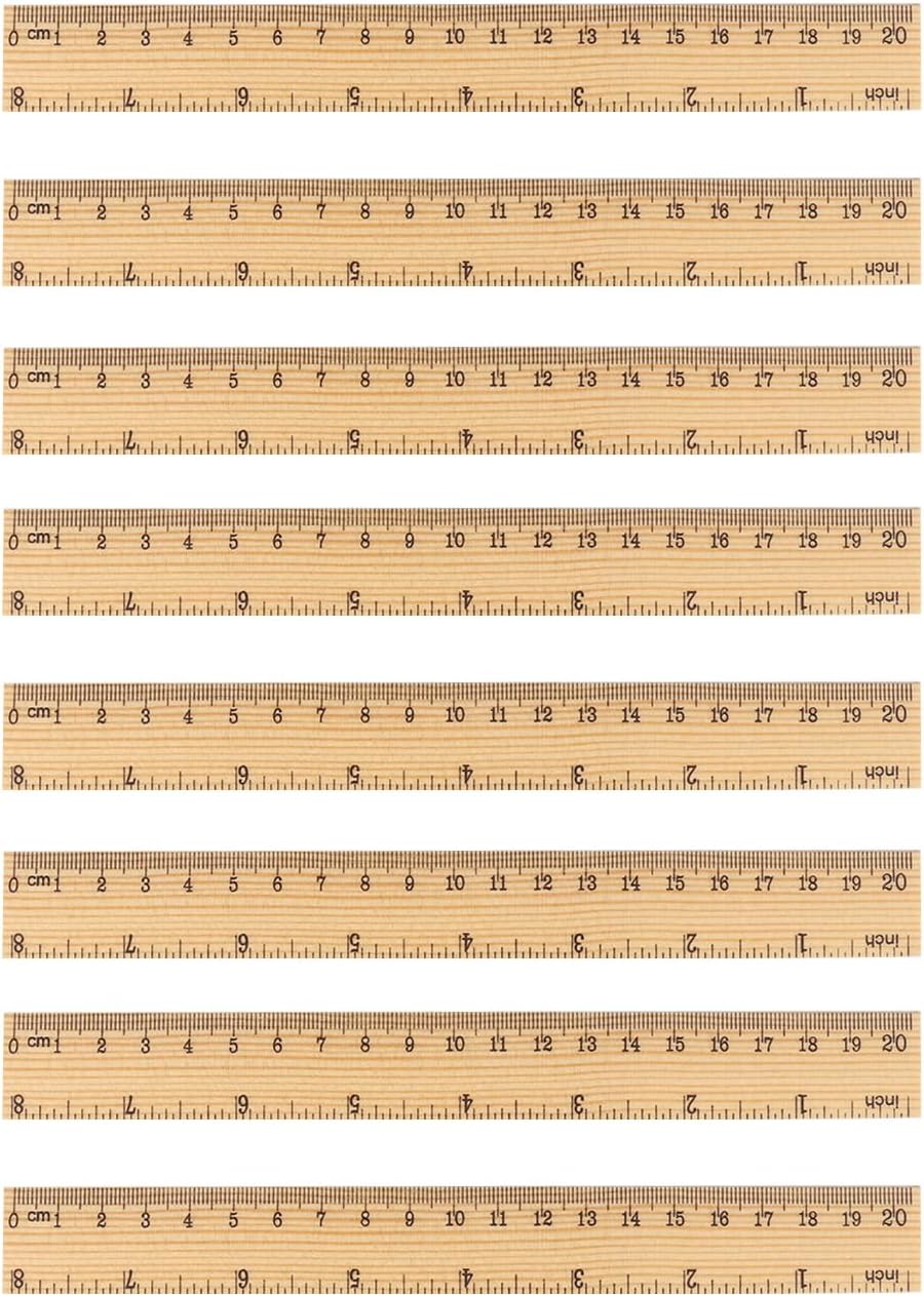 144 Packs Wooden Rulers, 8 Inch Double Sided Wood School Ruler for Home, Student, Office Use, 2 Scale,by GNIEMCKIN