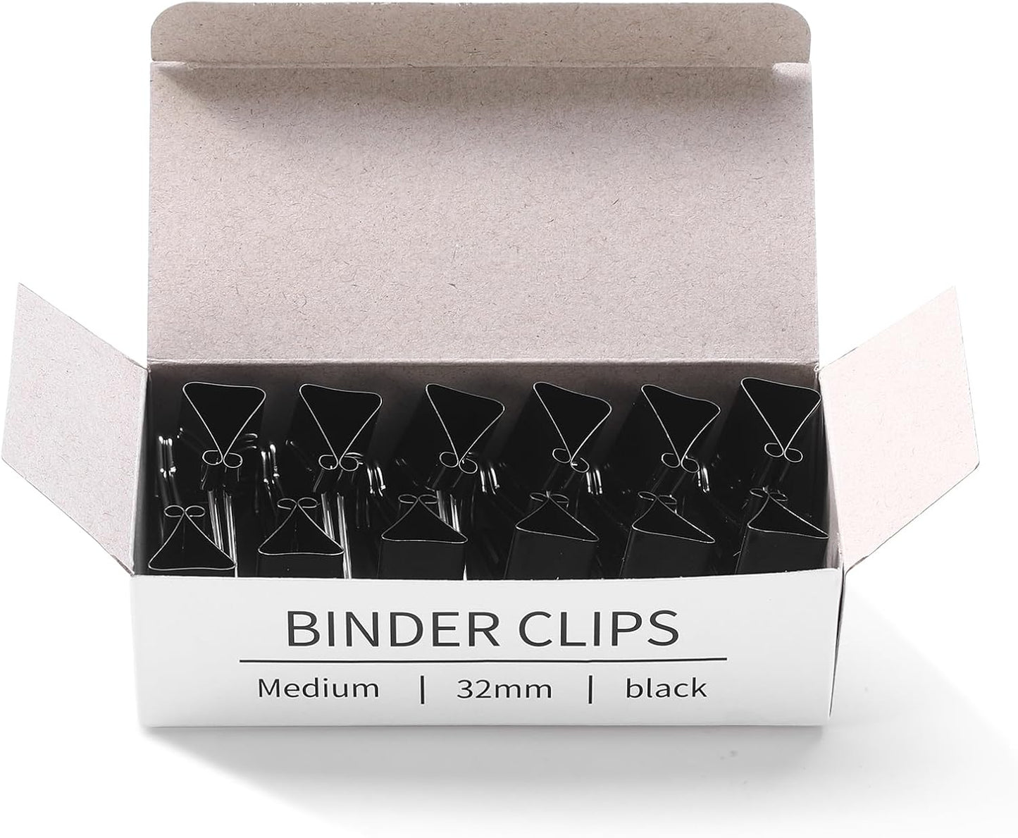 Eclirgan 1.2-Inch Medium Paper Clamp with Heavy-Duty/Rust-Resistant/Folding,96-Pack Thick Metal Binder Clip in 8 Boxes，Black Paper Clips Set for DIY/Crafts/File/Paperwork