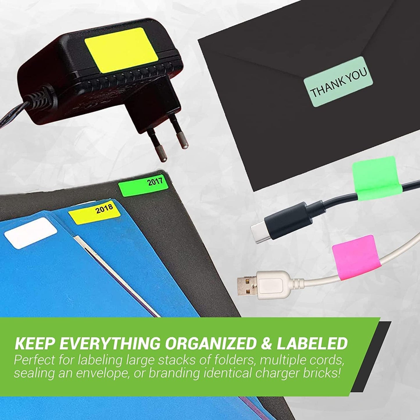 Royal Green Rectangular Color Coding Sticker Roll - Write On Labels for Folders, Organizing & More, 1.57" x 0.75" Stickers to Write On Name Tags for Office Supplies & Organization, 500-Pack (Yellow).