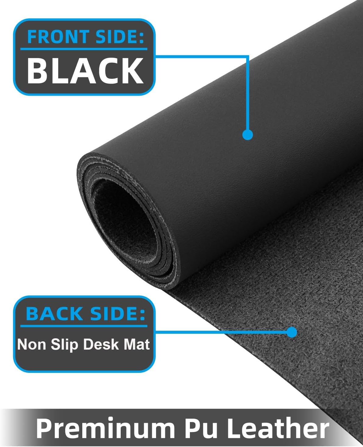Leather Desk Pad Protector, Office Desk Mat, Large Mouse Pad, Non-Slip PU Leather Desk Blotter, Laptop Desk Pad Desk Accessories for Office and Home (Black, 40" x 17")