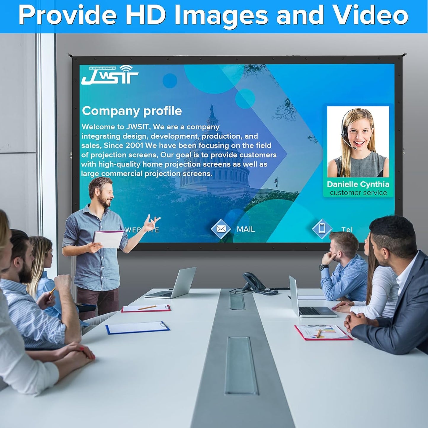 Projector Screen Outdoor,JWSIT 120 inch Outdoor Movie Screen-Upgraded 3 Layers PVC 16:9 Projector Screen,Portable Video Projection Screen with Carrying Bag for Home Theater Backyard