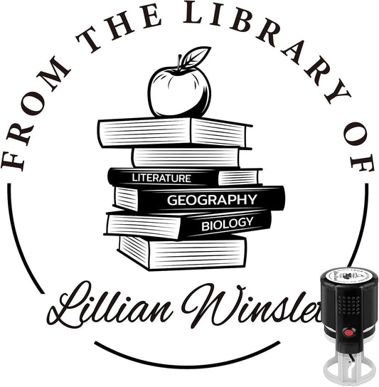 Custom Self-Inking Stamps | Personalized Book Stamp Gift for Book Lovers | 5 Ink Colors (Style03)