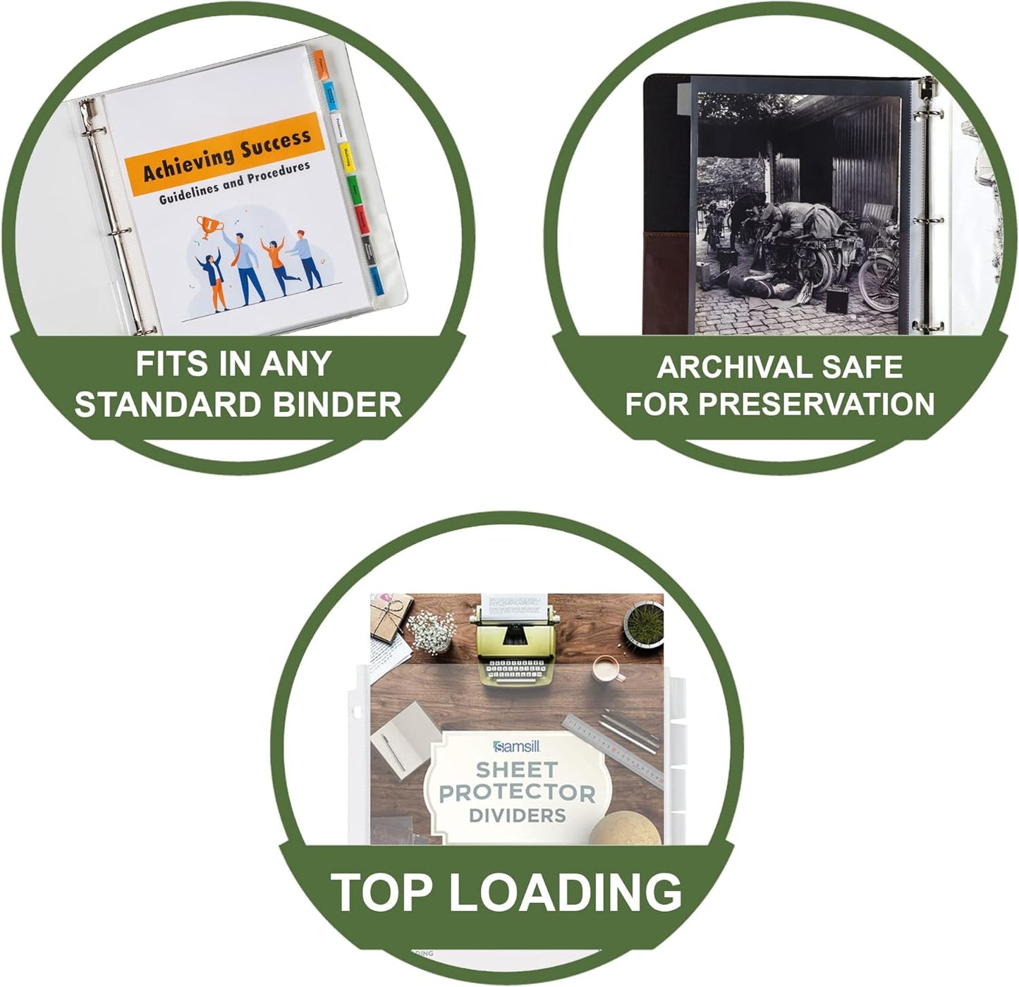 Samsill Sheet Protector Dividers, 8.5 x 11 Inch Page Protectors for 3 Ring Binder with Pockets, Super Heavy Duty, 8 Binder Dividers with Tabs, Letter Size, Top Loading, Acid Free, 1 Set