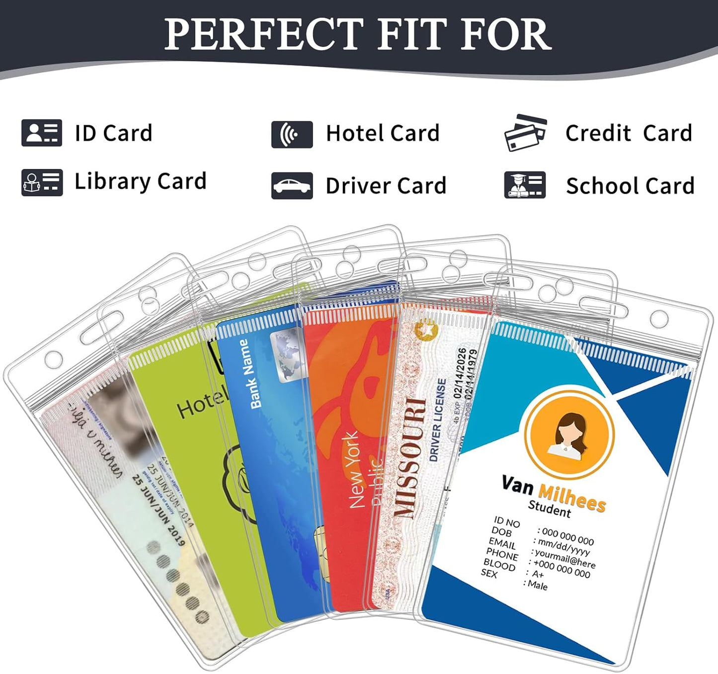 400 Pack ID Badge Holder - Vertical Badge Holder, 2.25" x 3.5" Clear Cards Holders for Lanyard, Plastic Sealable Waterproof, Name Tag Holder for Nurses, Office and School