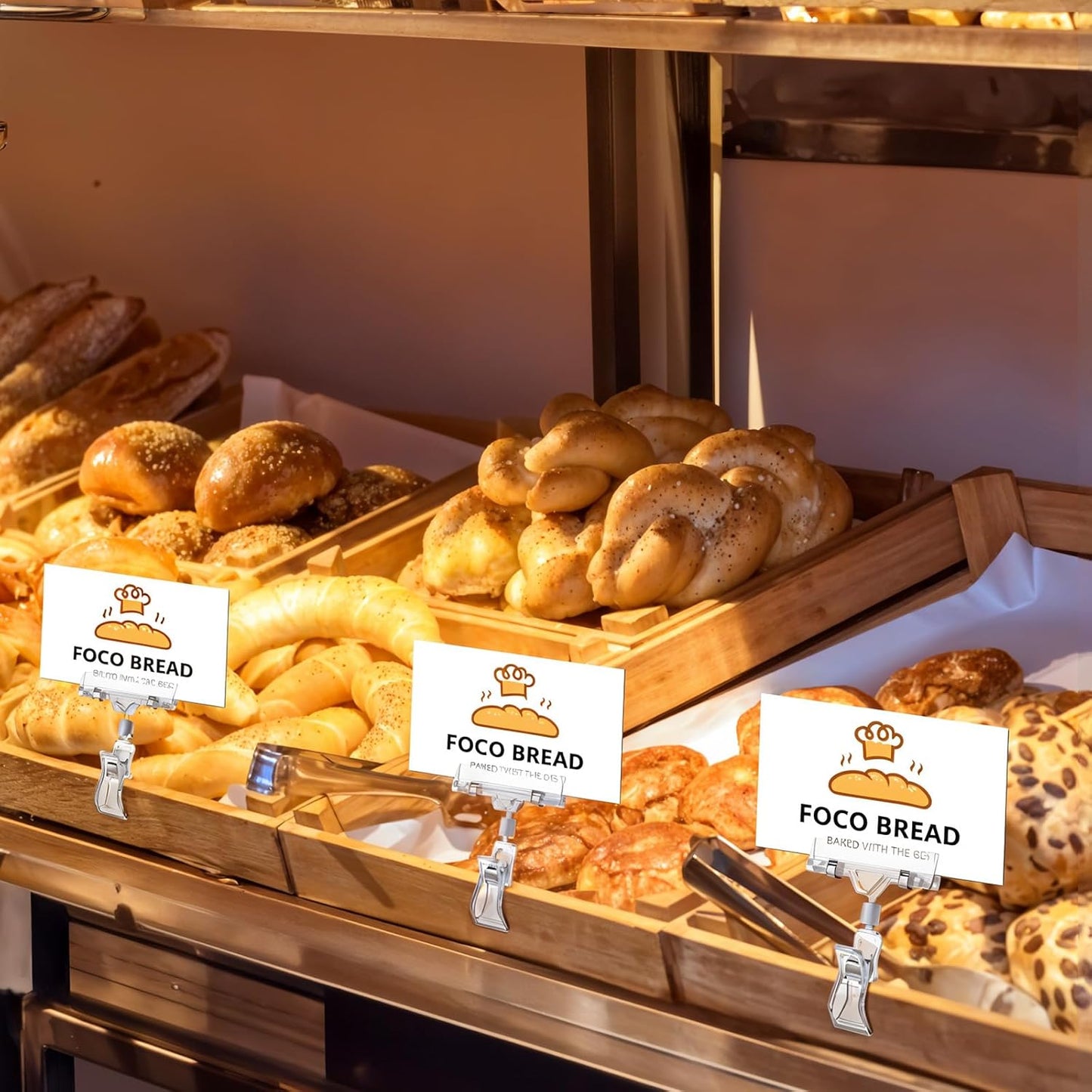 36 Pcs Clear Sign Clips – Double-Sided Rotatable POP Plastic Label Holders for Retail Display, Shelves, Clothing Racks & Price Tags