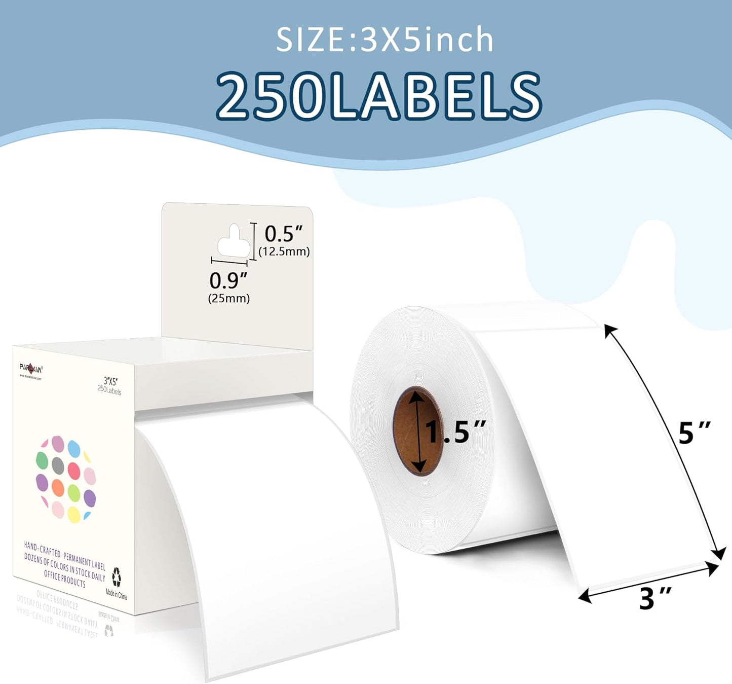 PARLAIM 3 X 5 Inch 4Rolls/1000 Per Rectangle Inventory Color Coding Labels,Roll Square Label Stickers for Home (White)